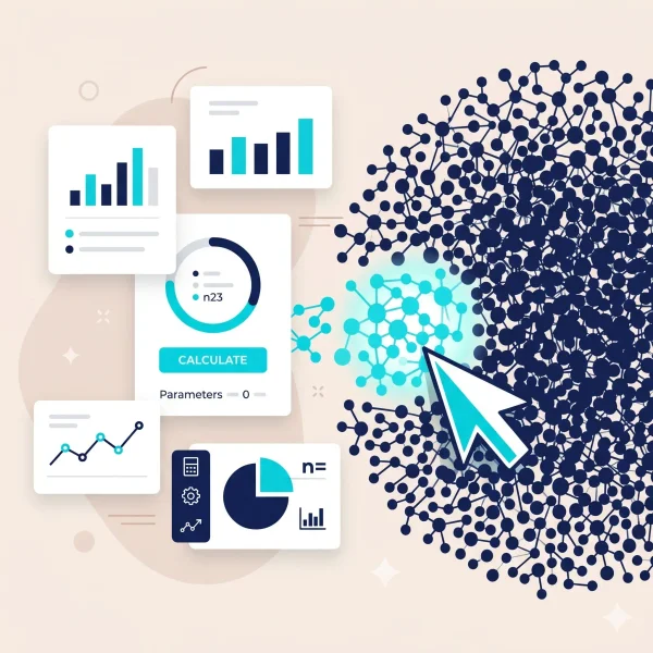 Calculator interface with statistical charts and data visualization