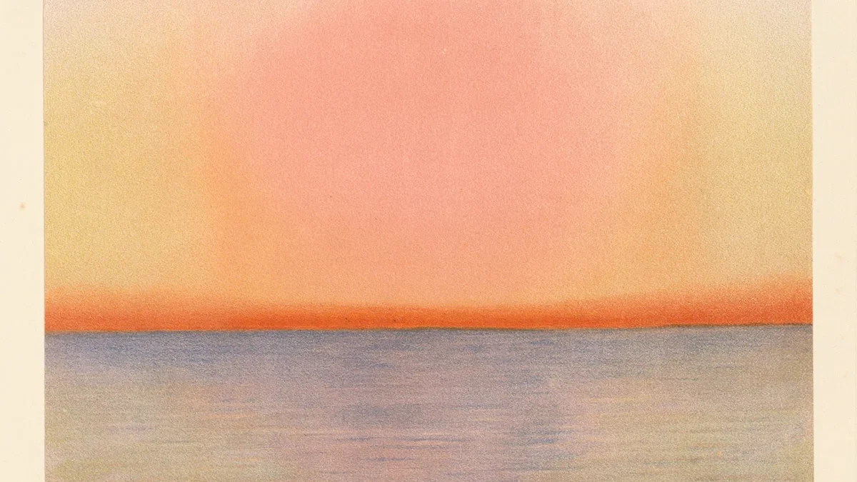 Kiessling chromolithograph (1884): purple twilight light over the South Atlantic Ocean after the Krakatoa eruption