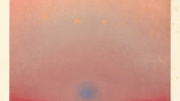 Kiessling chromolithograph: a violet twilight glow with a bluish sun after the Krakatoa eruption