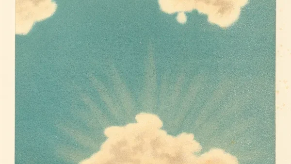 Kiessling chromolithograph: cloud shadows across a turquoise sky after the Krakatoa eruption